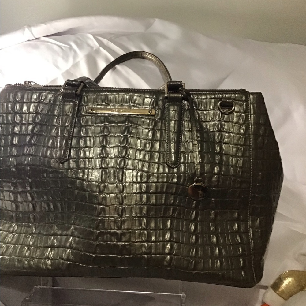 Brahmin Metallic Crocodile-Embossed Satchel - Picture 4 of 6
